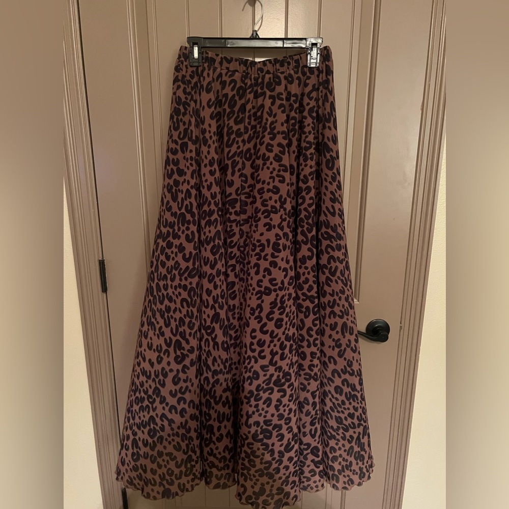 Chicwish Leopard Watercolor Maxi Skirt in Brown